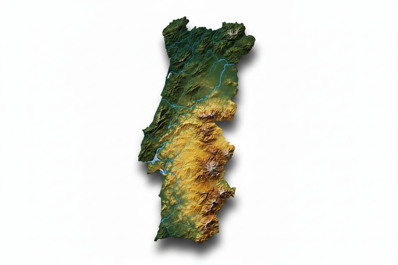 Carte Portugal fond blanc